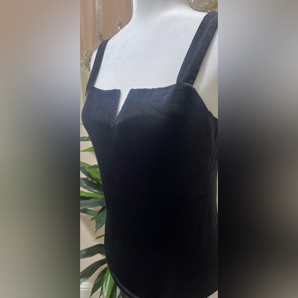 Black Velvet V neck Bodysuit Size Large - Picture 3 of 7